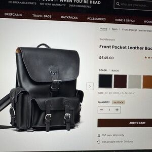 Saddleback Leather Co. Backpack (Front Pocket Leather Backpack)
